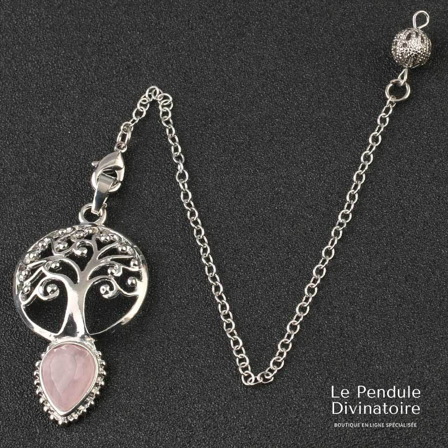 pendule-forme-arbre-pierre-quartz-rose