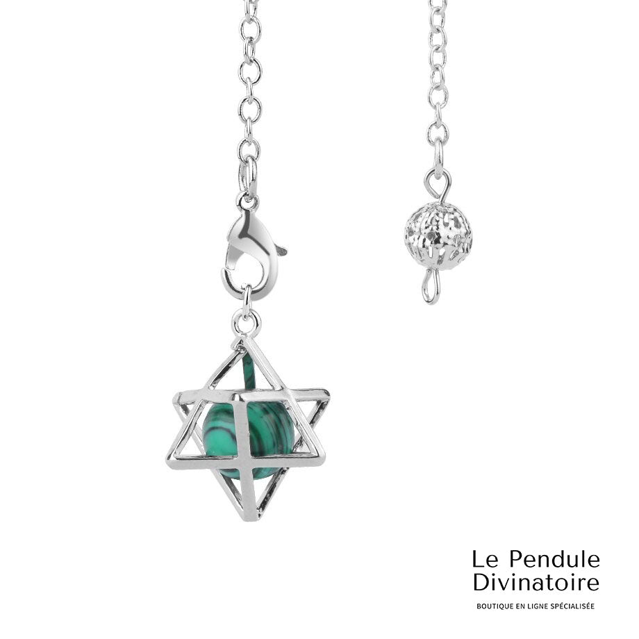 Pendule Merkaba Métal Malachite