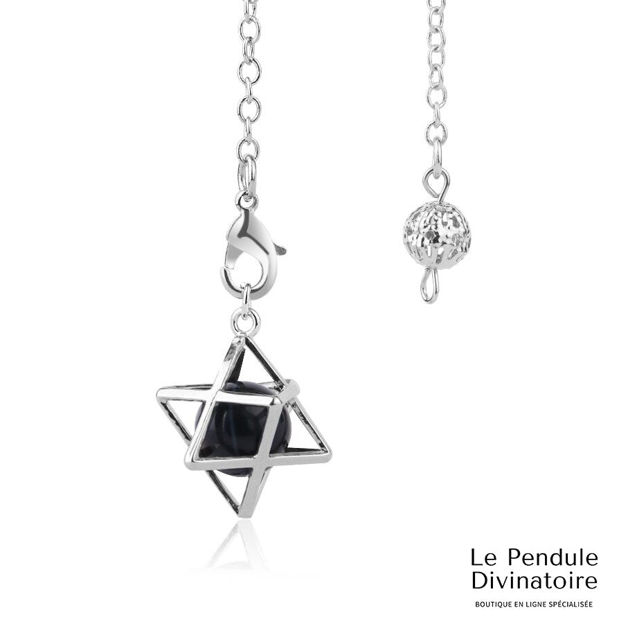 Pendule Merkaba Métal Onyx Noir