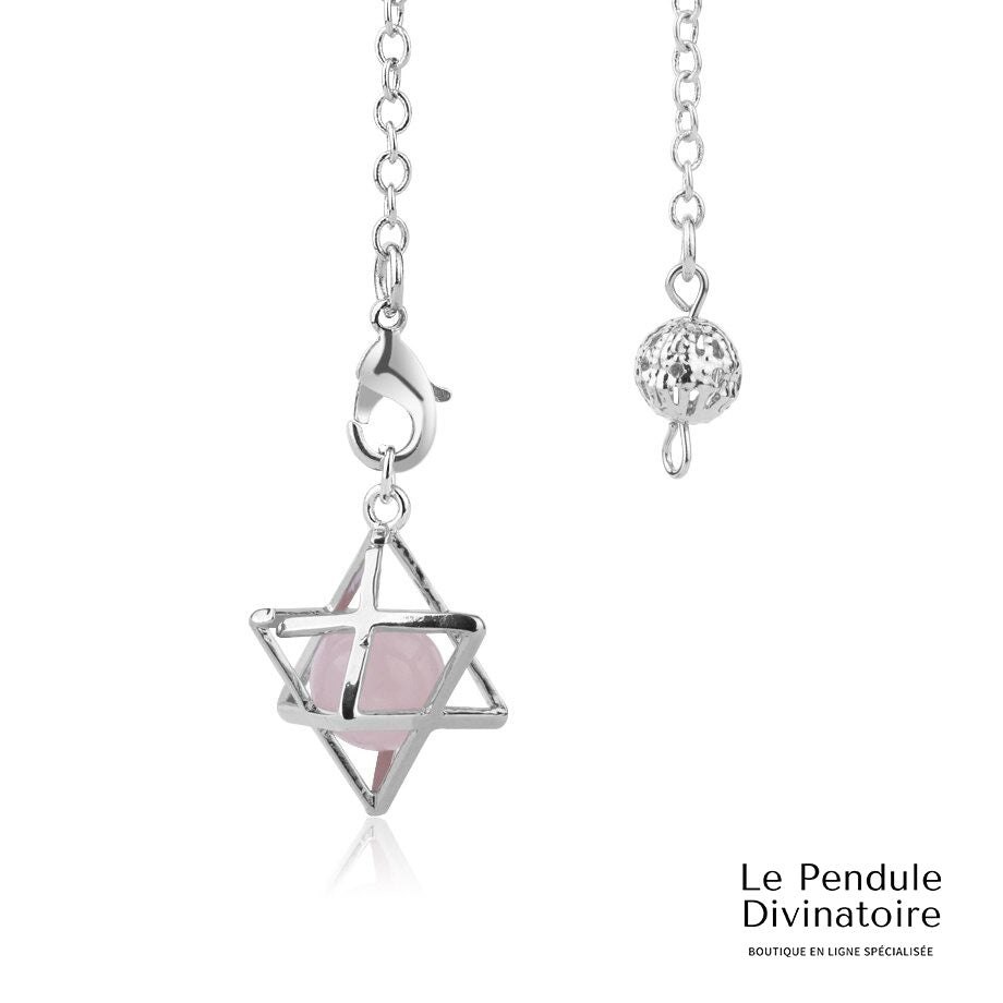 Pendule Merkaba Métal Quartz Rose